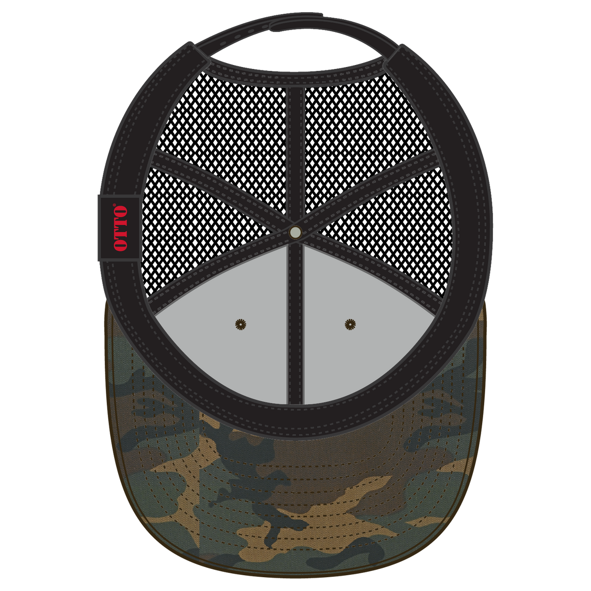 Inside View of 170703B - Dk.Grn/Brn/Blk OTTO CAP "OTTO SNAP" 6 Panel Pro Style Mesh Back Trucker Snapback Hat