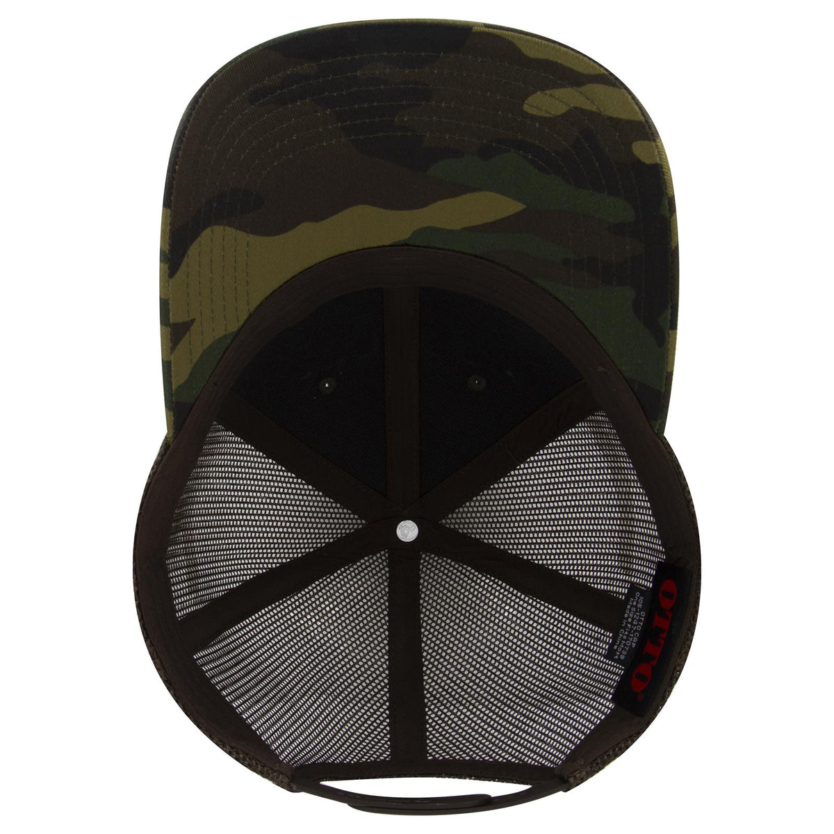 Inside View of 170739 - Dk.Grn/Brn/Dk.Brn OTTO CAP Camouflage 6 Panel Low Profile Mesh Back Trucker Hat