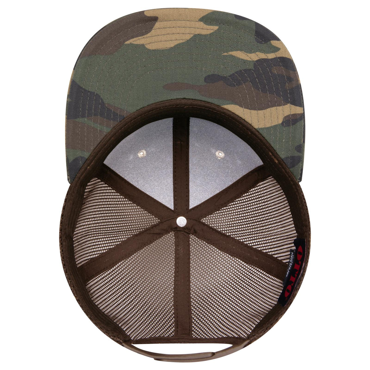 Inside View of 170739 - Dk.Grn/Brn/Dk.Brn OTTO CAP "OTTO SNAP" 6 Panel Pro Style Mesh Back Trucker Snapback Hat