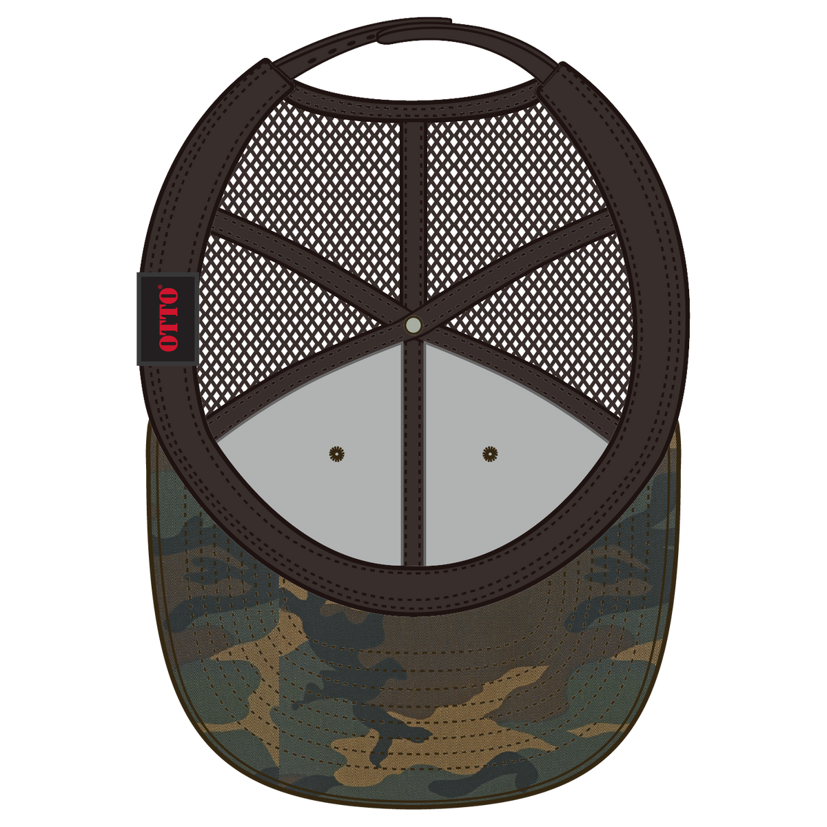 Inside View of 170739 - Dk.Grn/Brn/Dk.Brn OTTO CAP "OTTO SNAP" 6 Panel Pro Style Mesh Back Trucker Snapback Hat