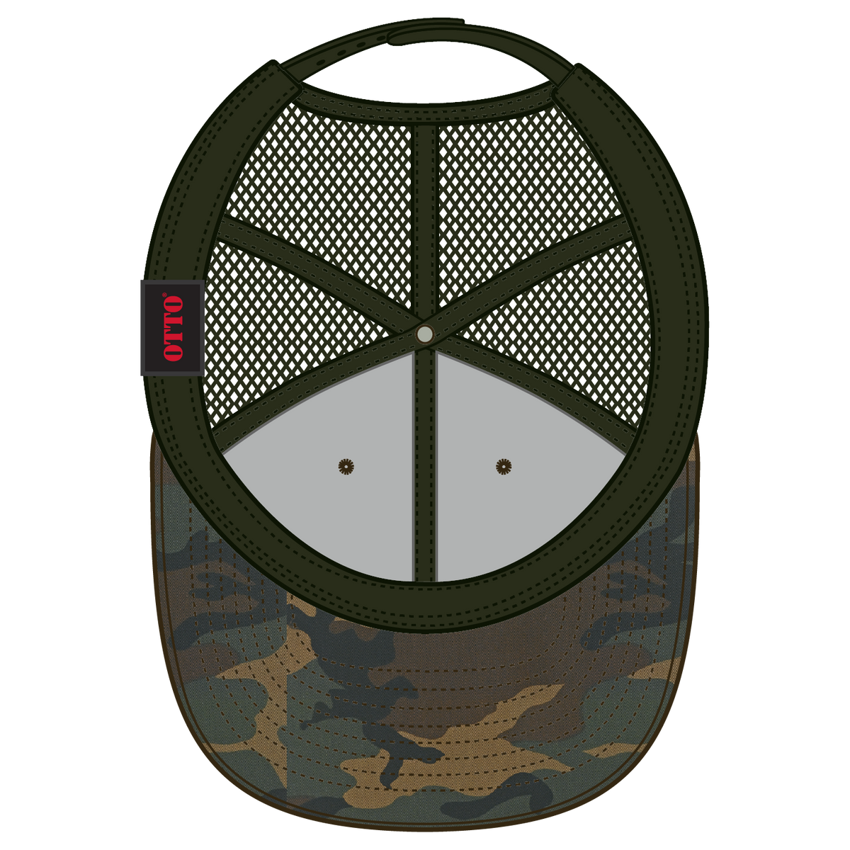 Inside View of 170746 - Dk.Grn/Brn/Dk.Ol.Grn OTTO CAP "OTTO SNAP" 6 Panel Pro Style Mesh Back Trucker Snapback Hat