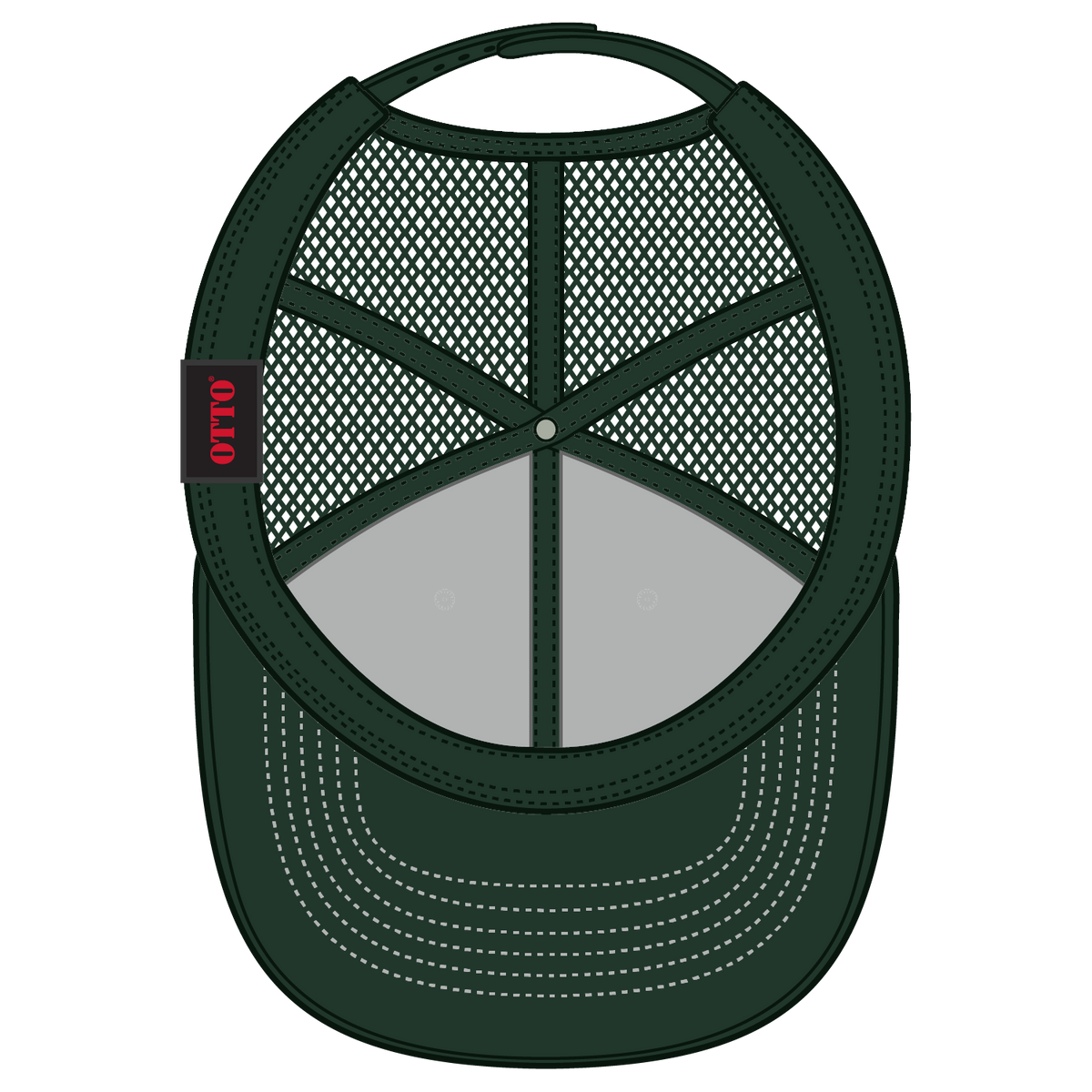 Inside View of 171617 - Dk.Grn/Wht/Dk.Grn OTTO CAP 6 Panel Low Profile Mesh Back Trucker Hat
