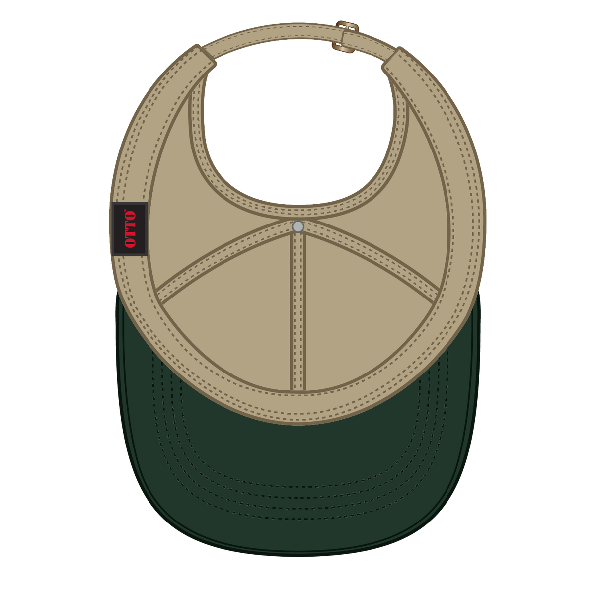 Inside View of 1732 - Dk.Grn/Kha OTTO CAP 4 Panel Ponytail Cap