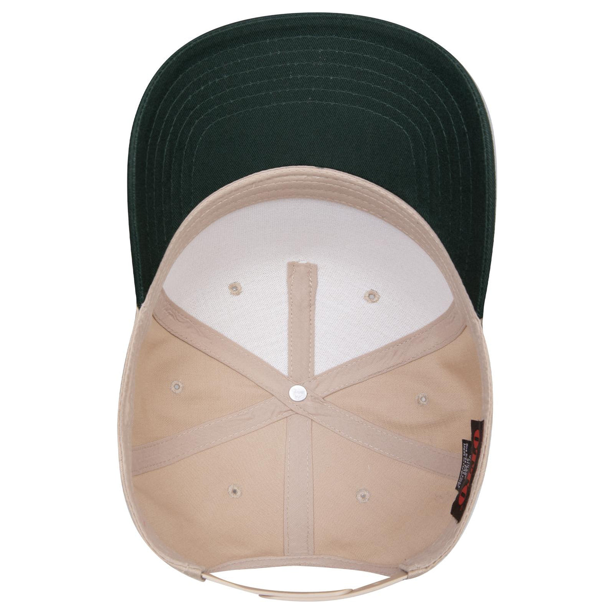 Inside View of 1732 - Dk.Grn/Kha OTTO CAP 5 Panel Mid Profile Baseball Cap