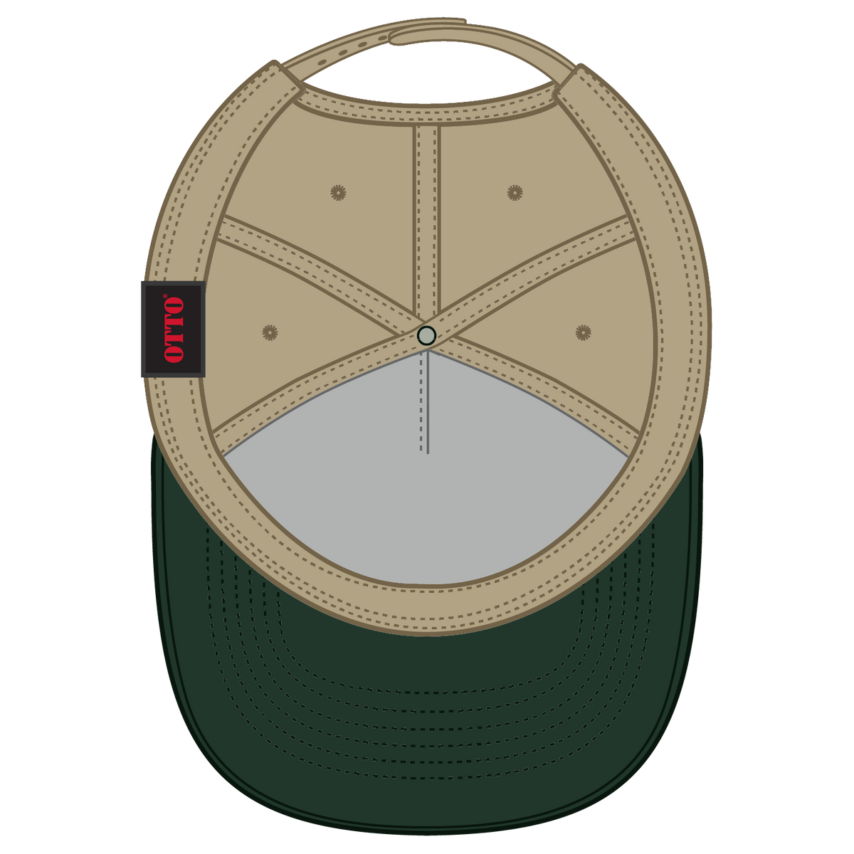 Inside View of 1732 - Dk.Grn/Kha OTTO CAP 5 Panel Mid Profile Baseball Cap