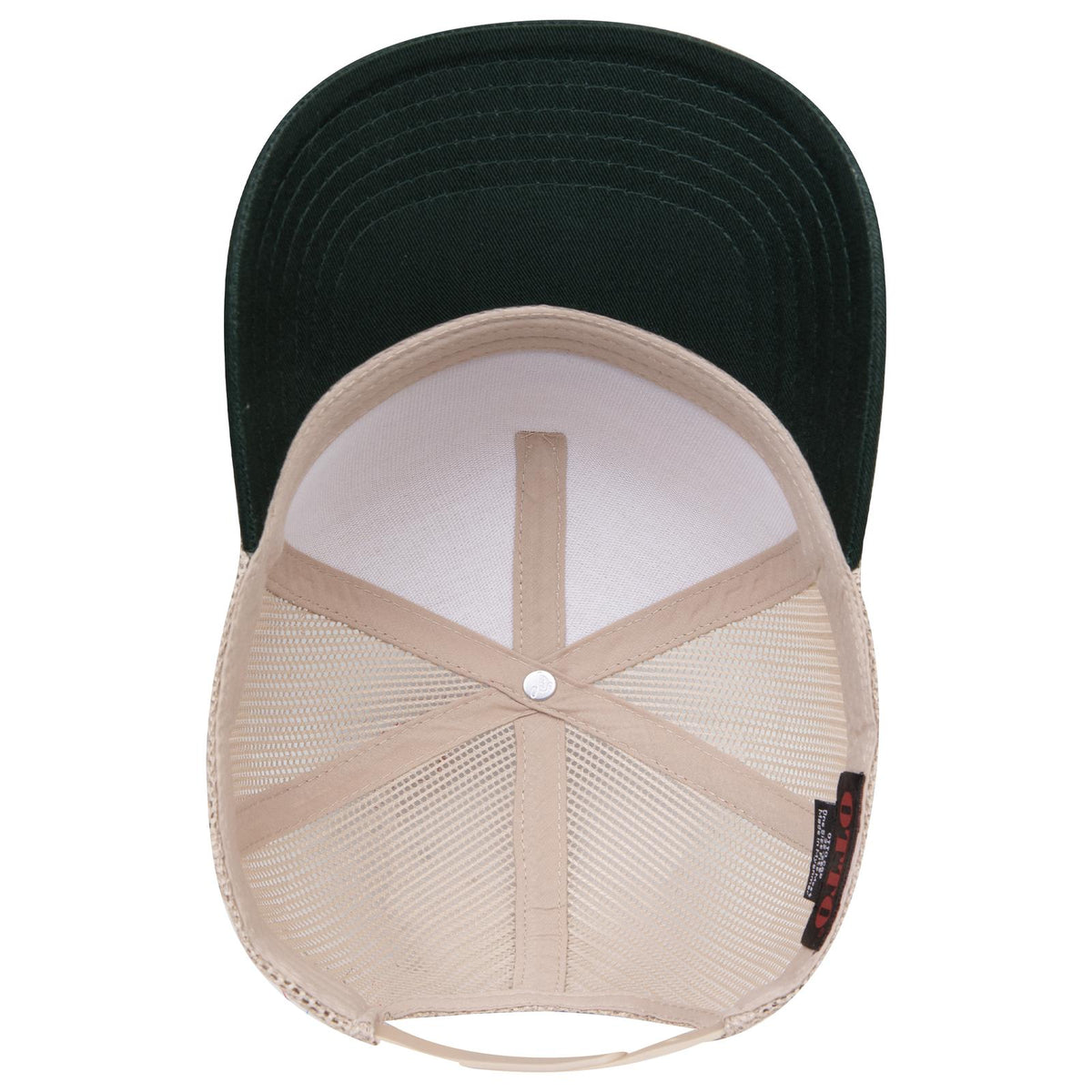 Inside View of 1732 - Dk.Grn/Kha OTTO CAP 5 Panel Mid Profile Mesh Back Trucker Hat
