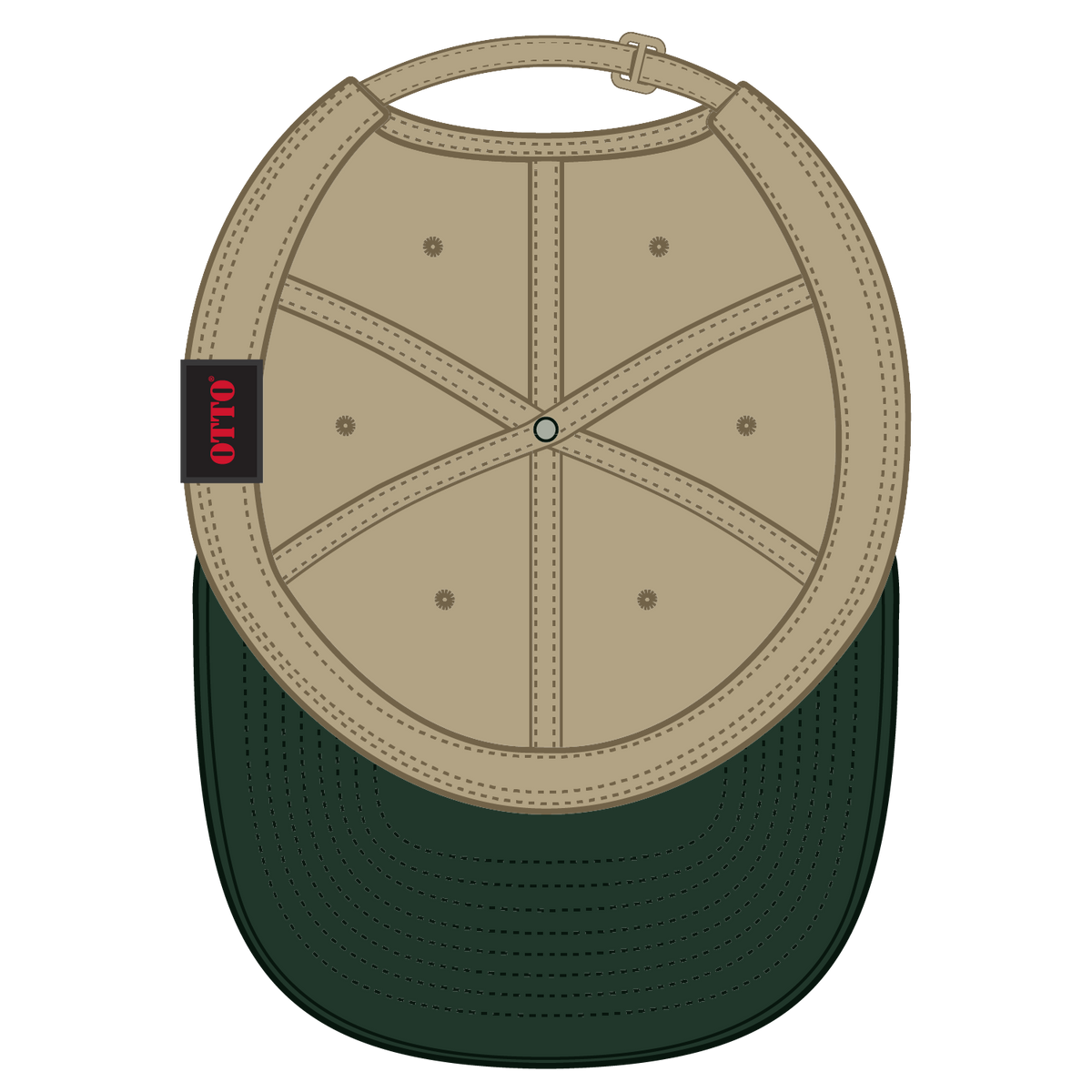 Inside View of 1732 - Dk.Grn/Kha OTTO CAP 6 Panel Low Profile Baseball Cap