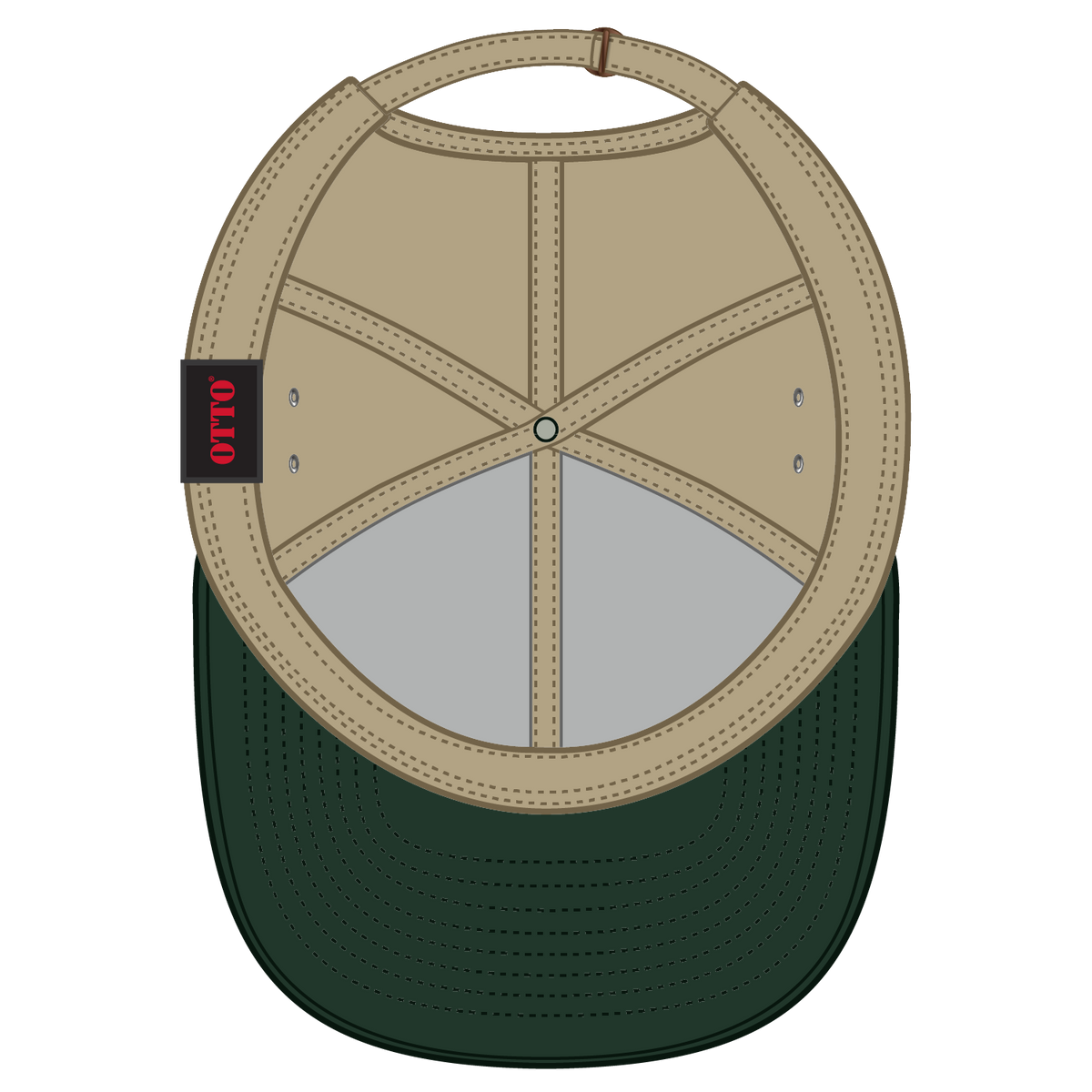 Inside View of 1732 - Dk.Grn/Kha OTTO CAP 6 Panel Low Profile Baseball Cap