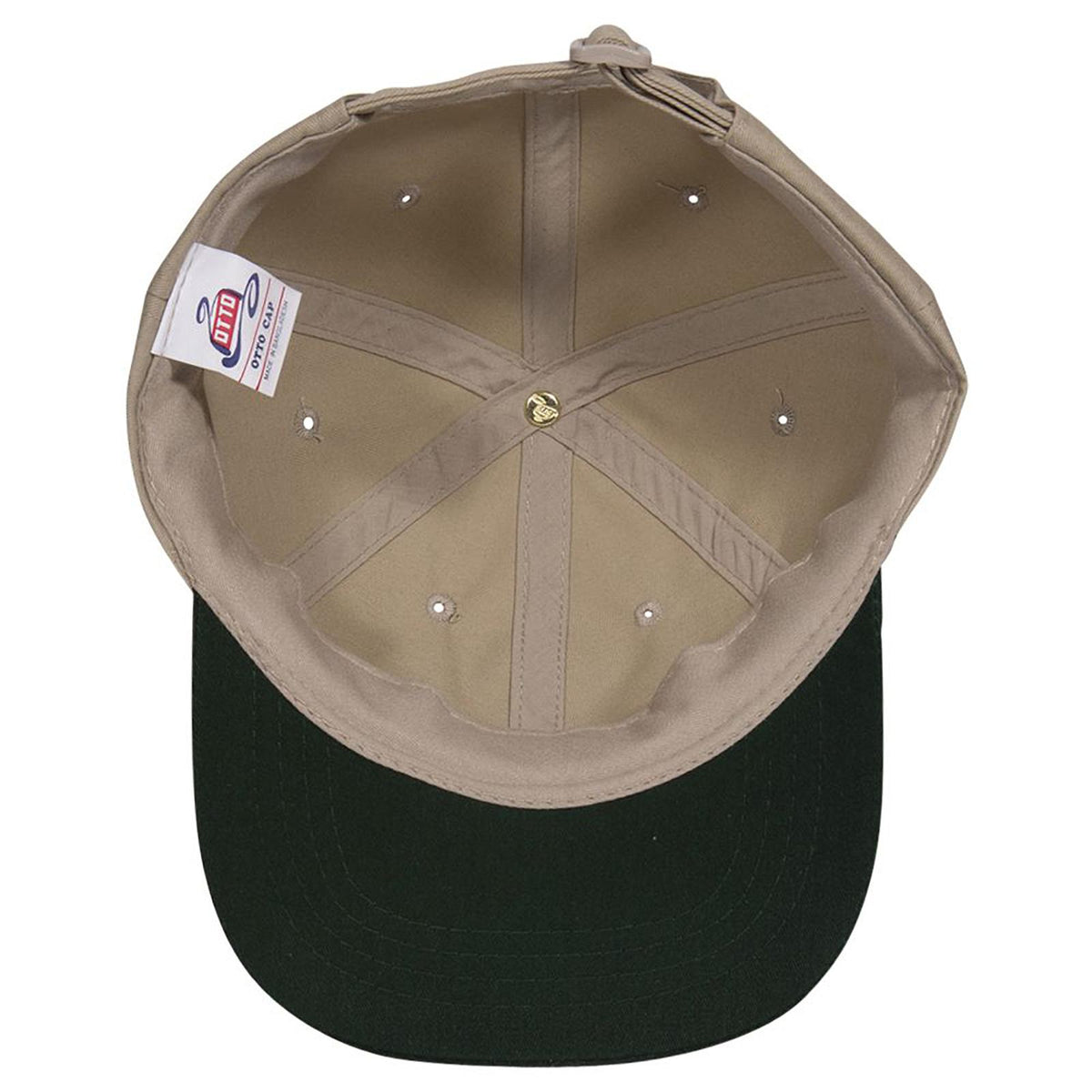 Inside View of 1732 - Dk.Grn/Kha OTTO CAP 6 Panel Low Profile Baseball Cap