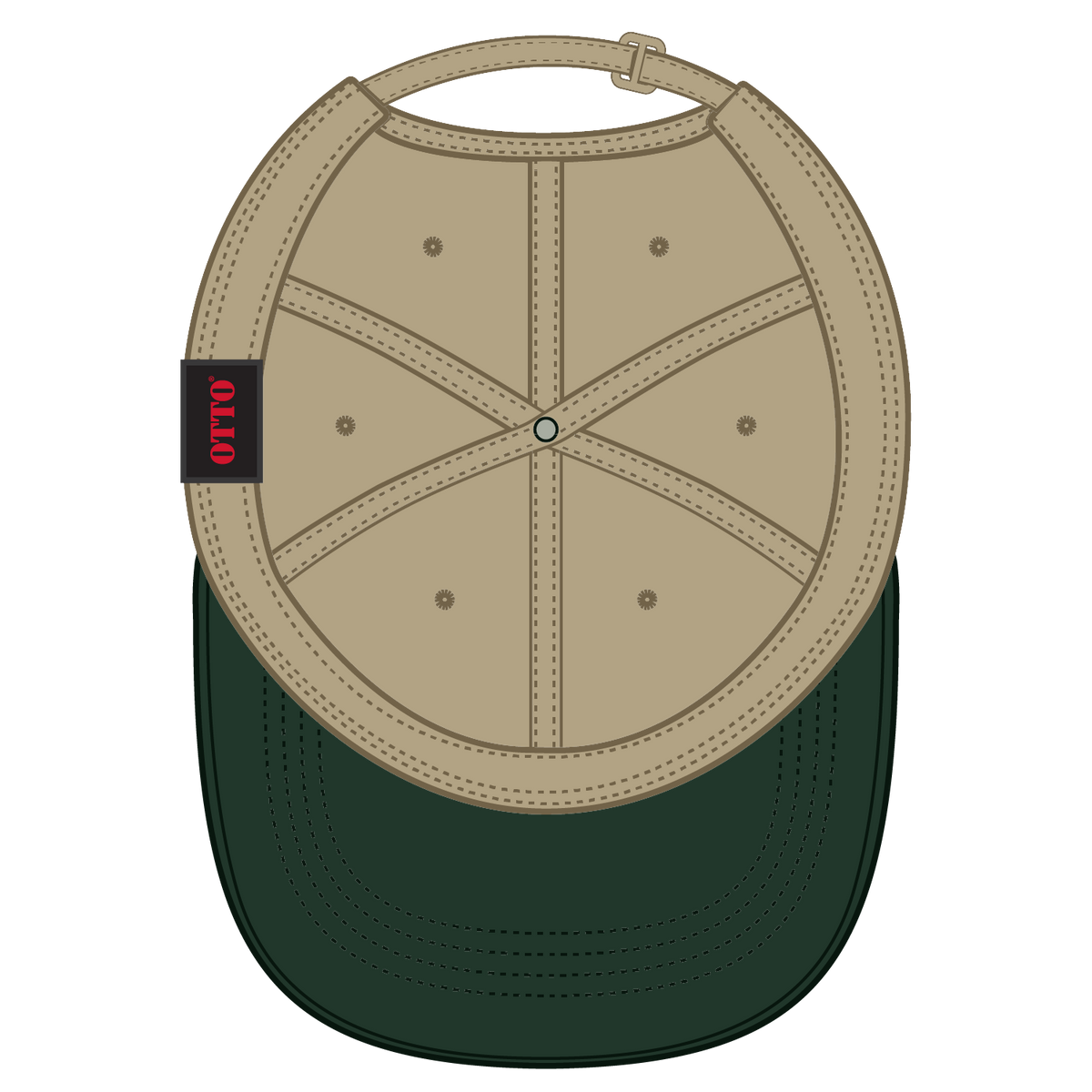 Inside View of 1732 - Dk.Grn/Kha OTTO CAP 6 Panel Low Profile Baseball Cap