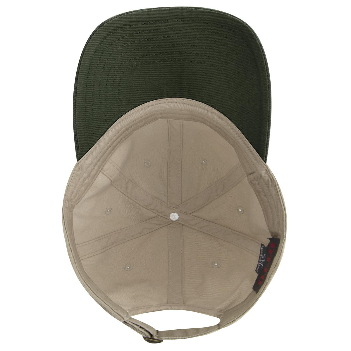 Inside View of 1732 - Dk.Grn/Kha OTTO CAP 6 Panel Low Profile Dad Hat