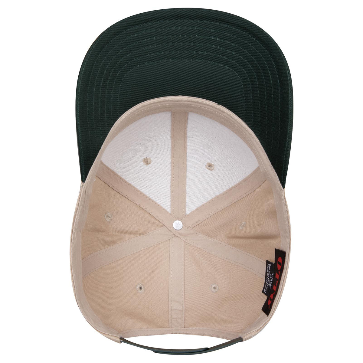 Inside View of 1732 - Dk.Grn/Kha OTTO CAP 6 Panel Mid Profile Baseball Cap