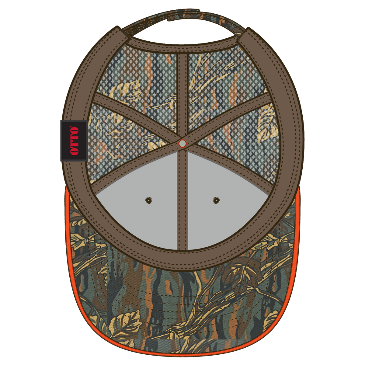 Inside View of 173207 - Dk.Grn/Kha/Brn OTTO CAP Camouflage 6 Panel Low Profile Mesh Back Trucker Hat