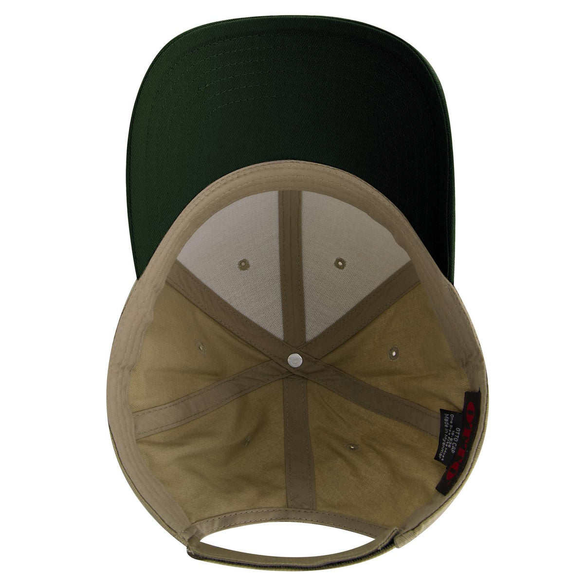 Inside View of 173232 - Dk.Grn/Kha/Kha OTTO CAP 6 Panel Low Profile Baseball Cap