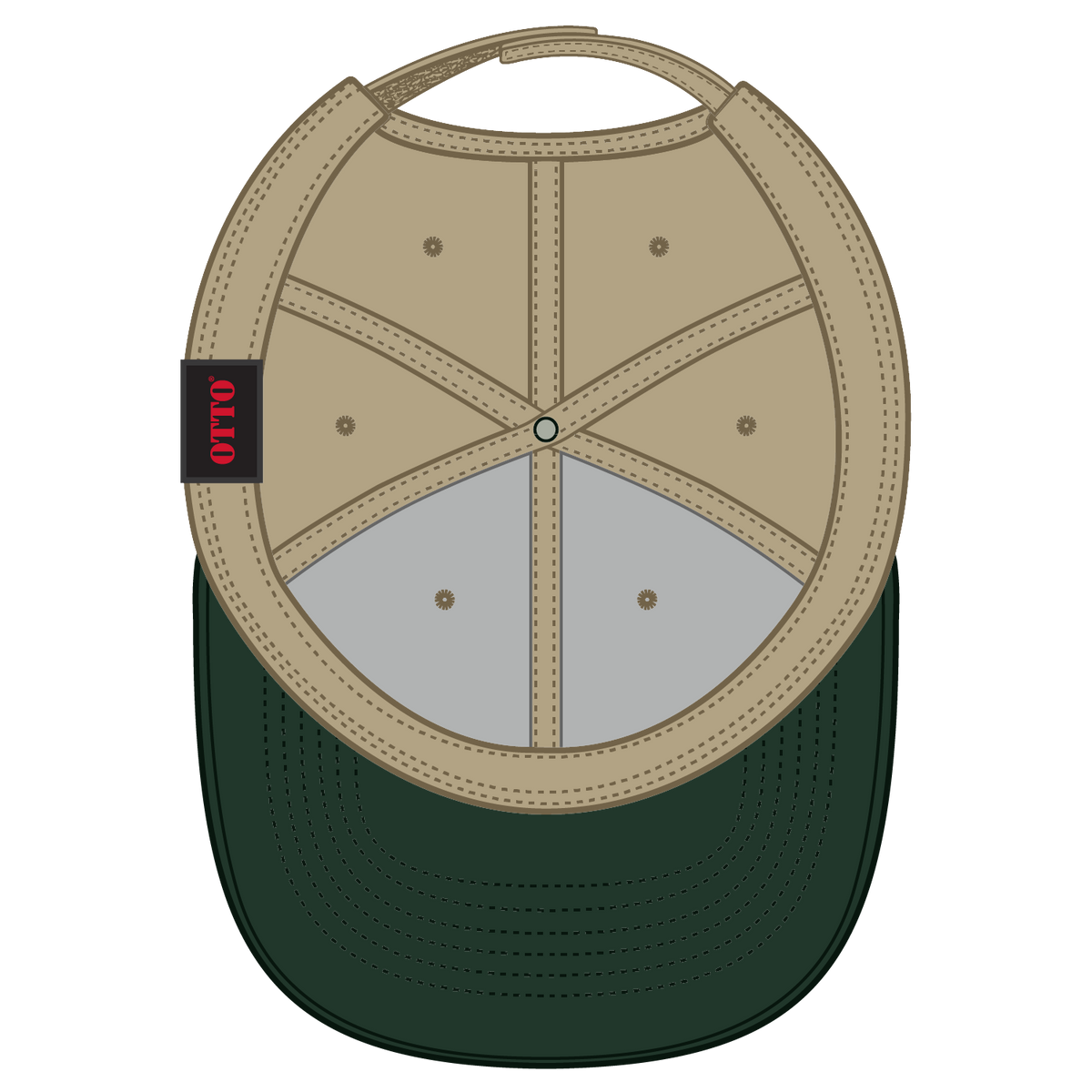 Inside View of 173232 - Dk.Grn/Kha/Kha OTTO CAP 6 Panel Low Profile Baseball Cap