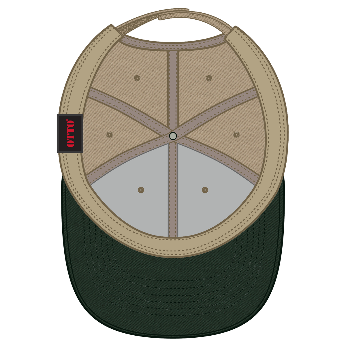 Inside View of 173232 - Dk.Grn/Kha/Kha OTTO CAP 6 Panel Low Profile Baseball Cap