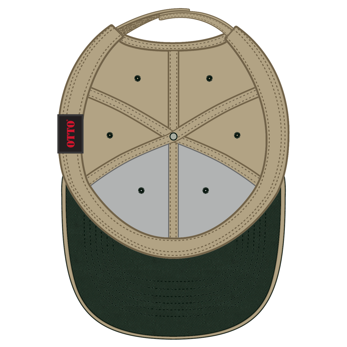 Inside View of 173232 - Dk.Grn/Kha/Kha OTTO CAP 6 Panel Low Profile Baseball Cap