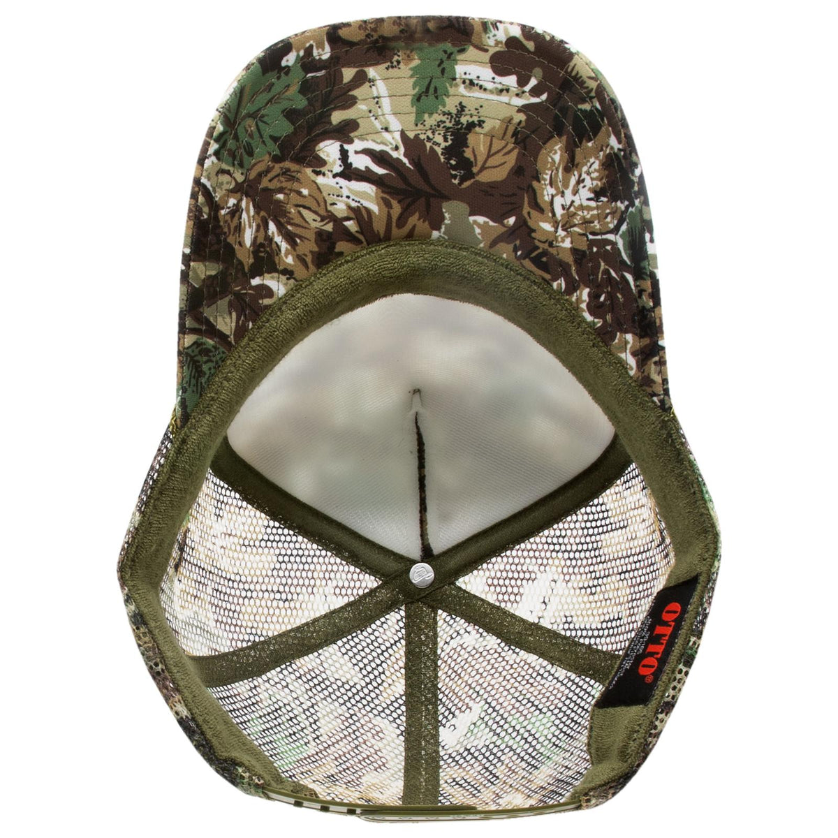 Inside View of 180705 - Lt.Lod/Brn/Kly OTTO CAP 5 Panel High Crown Mesh Back Trucker Hat