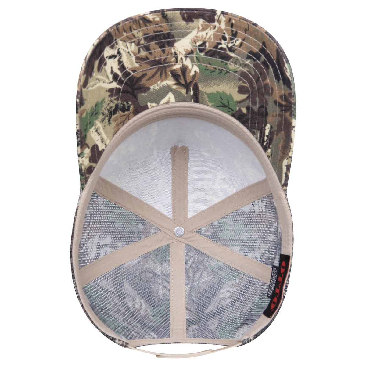 Inside View of 180705 - Lt.Lod/Brn/Kly OTTO CAP Camouflage 5 Panel Mid Profile Mesh Back Trucker Hat