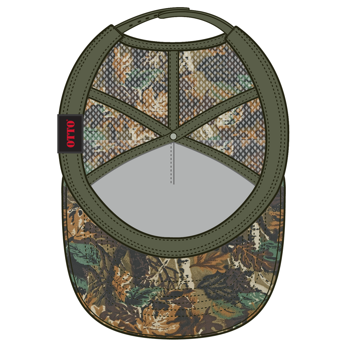 Inside View of 180705 - Lt.Lod/Brn/Kly OTTO CAP Camouflage 5 Panel Mid Profile Mesh Back Trucker Hat
