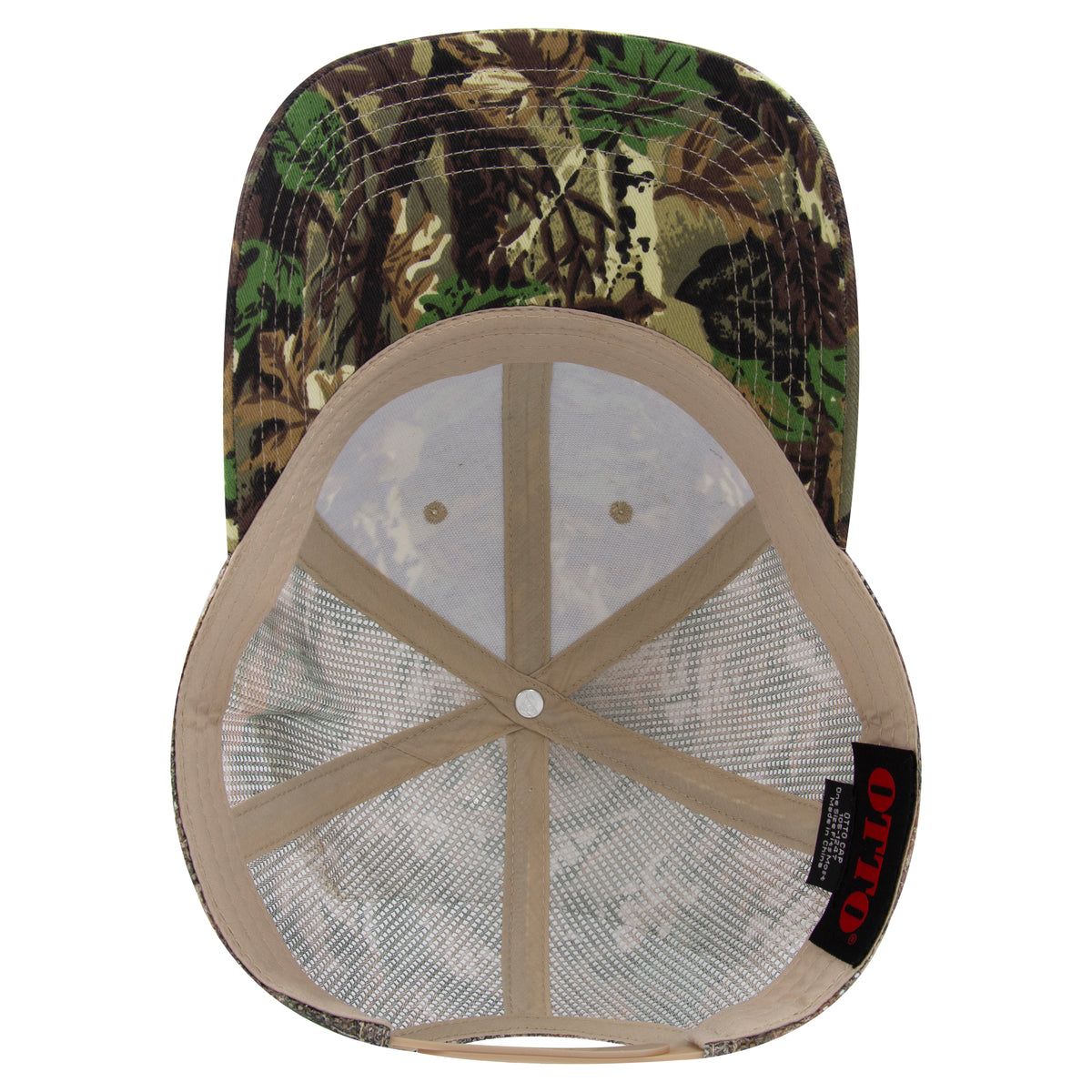 Inside View of 180705 - Lt.Lod/Brn/Kly OTTO CAP Camouflage 6 Panel Low Profile Mesh Back Trucker Hat