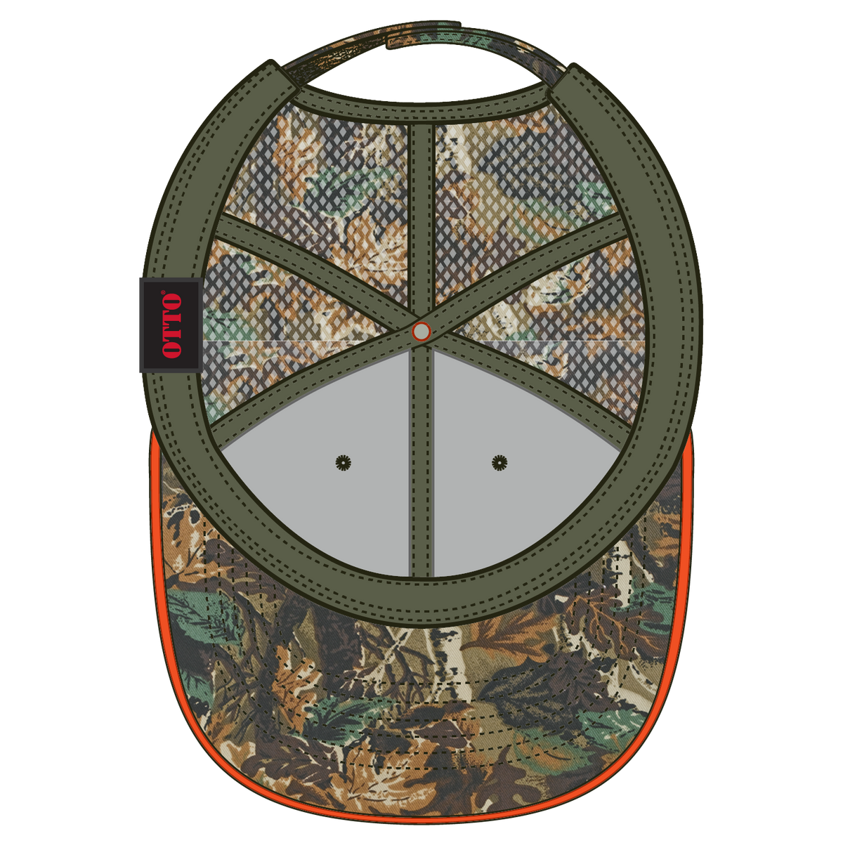 Inside View of 180705 - Lt.Lod/Brn/Kly OTTO CAP Camouflage 6 Panel Low Profile Mesh Back Trucker Hat
