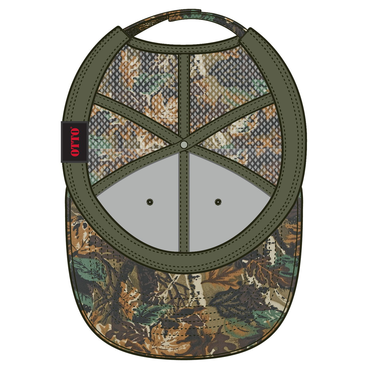 Inside View of 180705 - Lt.Lod/Brn/Kly OTTO CAP Camouflage 6 Panel Low Profile Mesh Back Trucker Hat