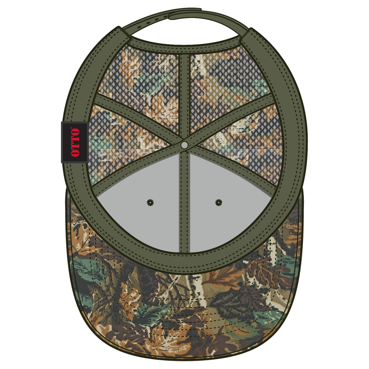 Inside View of 180705 - Lt.Lod/Brn/Kly OTTO CAP Camouflage 6 Panel Low Profile Mesh Back Trucker Hat