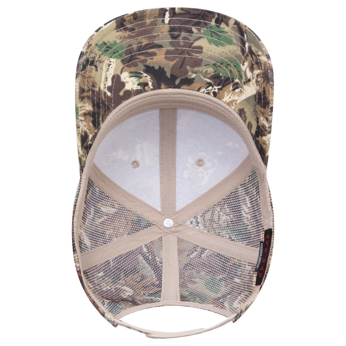 Inside View of 180705 - Lt.Lod/Brn/Kly OTTO CAP Camouflage 6 Panel Mid Profile Mesh Back Trucker Hat