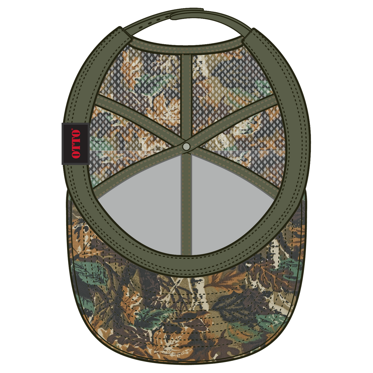 Inside View of 180705 - Lt.Lod/Brn/Kly OTTO CAP Camouflage 6 Panel Mid Profile Mesh Back Trucker Hat