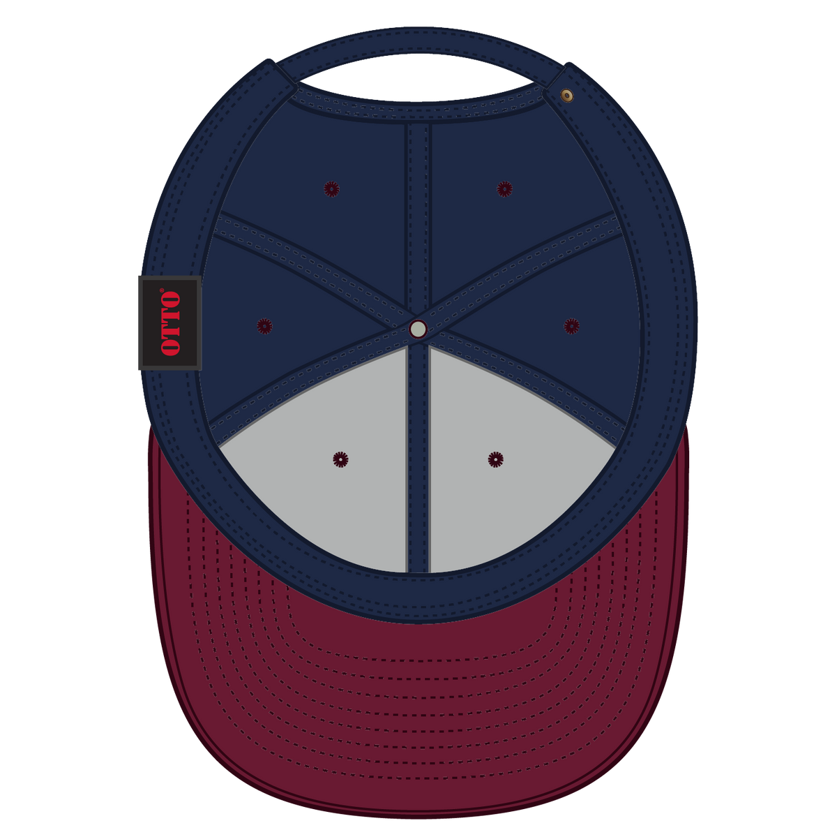 Inside View of 1904 - Burg. Marn/Nvy OTTO CAP 6 Panel Mid Profile Baseball Cap