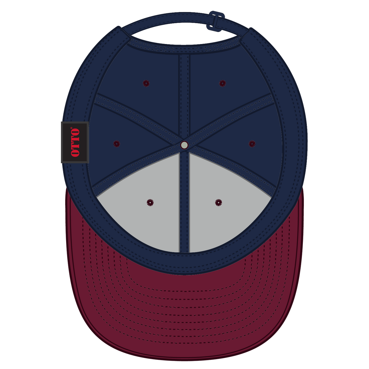 Inside View of 1904 - Burg. Marn/Nvy OTTO CAP 6 Panel Mid Profile Baseball Cap