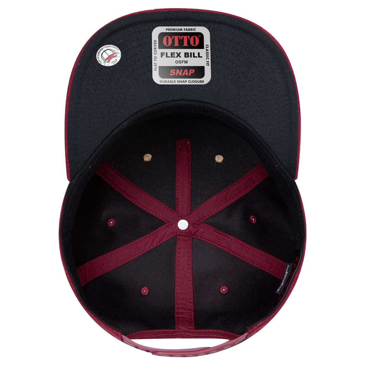 Inside View of 1911219 - Bg Mrn/Crk/Bg Mrn OTTO CAP "OTTO SNAP" 5 Panel Pro Style Snapback Hat