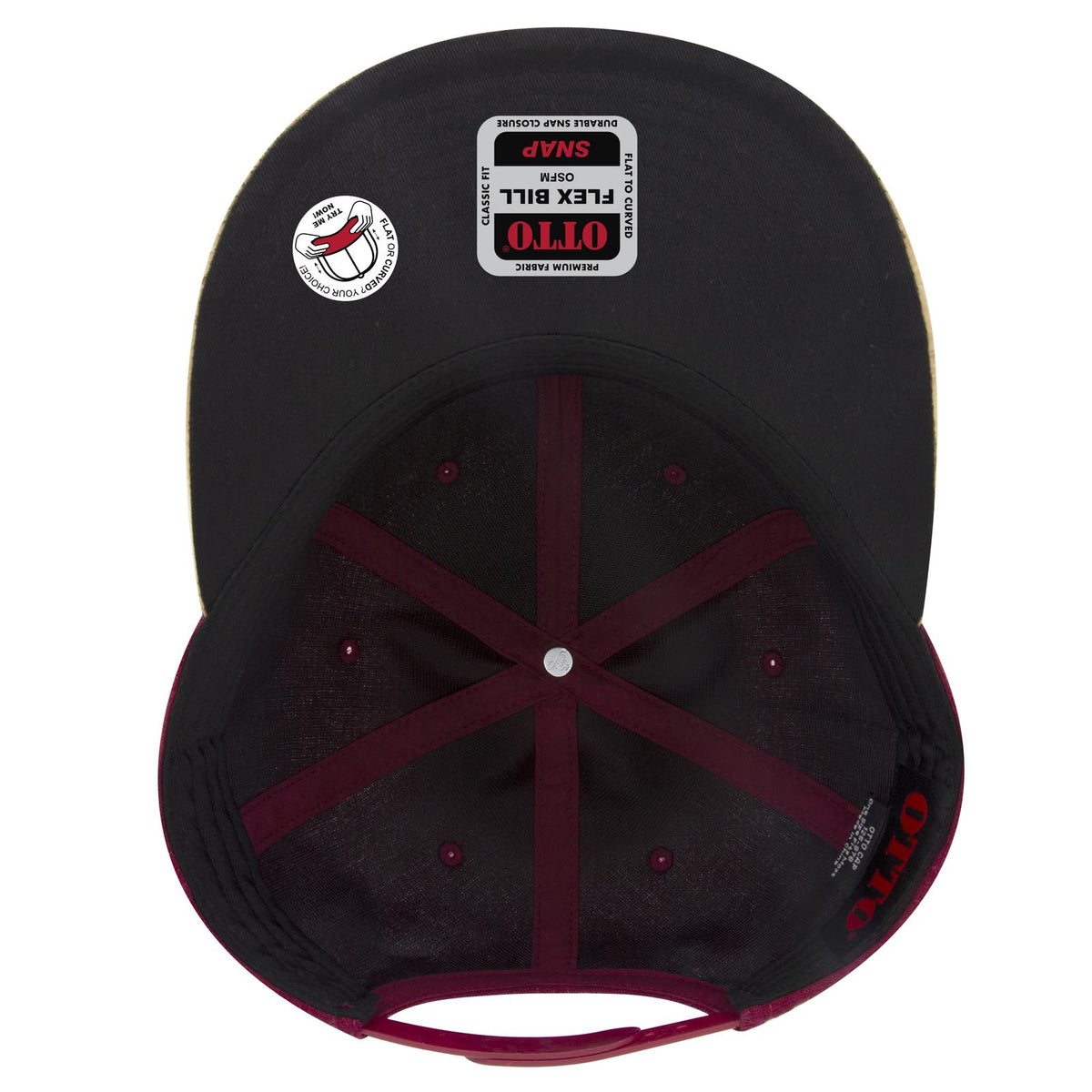 Inside View of 1911219 - Bg Mrn/Crk/Bg Mrn OTTO CAP "OTTO SNAP" 6 Panel Pro Style Snapback Hat