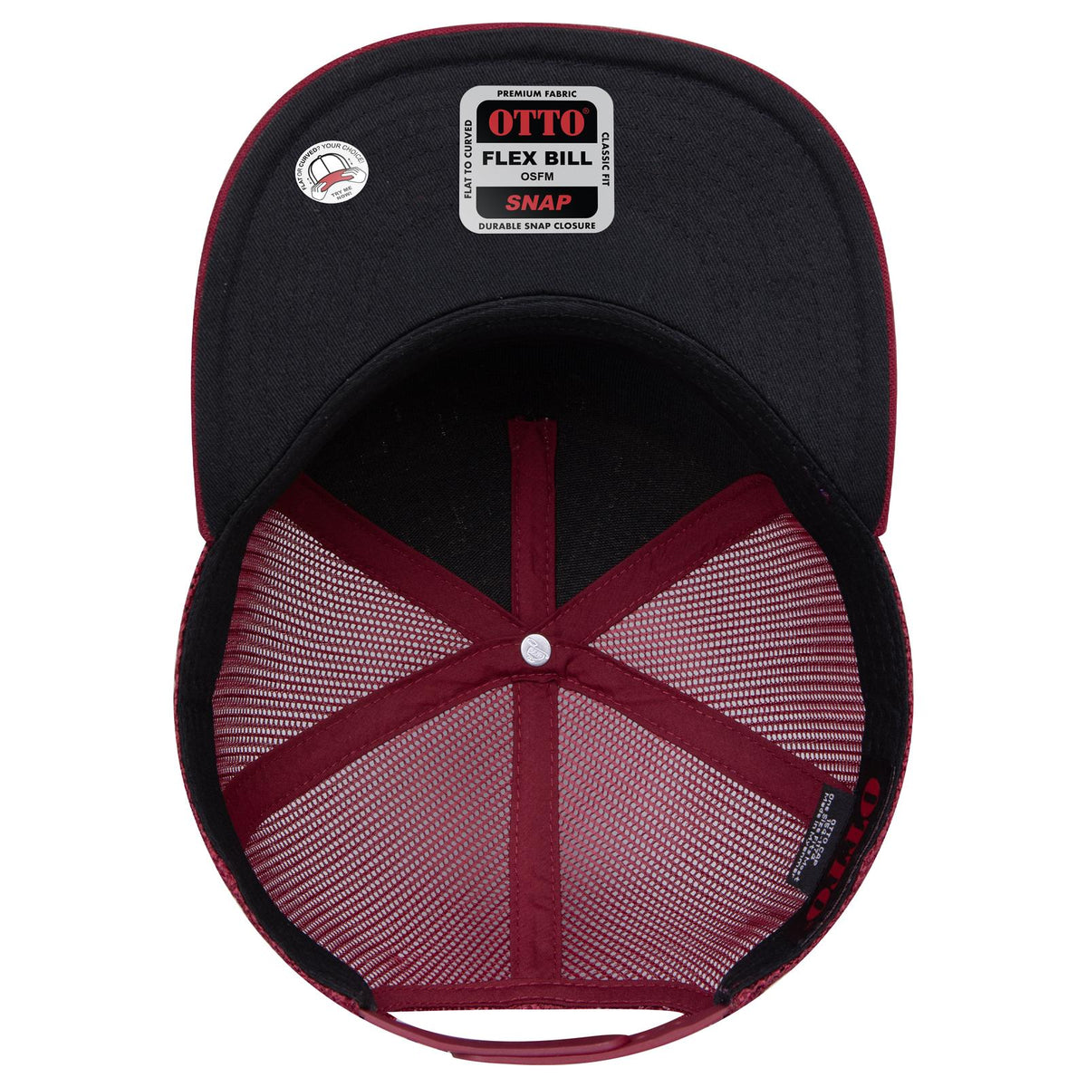 Inside View of 1911219B - Bg Mrn/Crk/Bg Mrn OTTO CAP "OTTO SNAP" 5 Panel Pro Style Mesh Back Trucker Snapback Hat