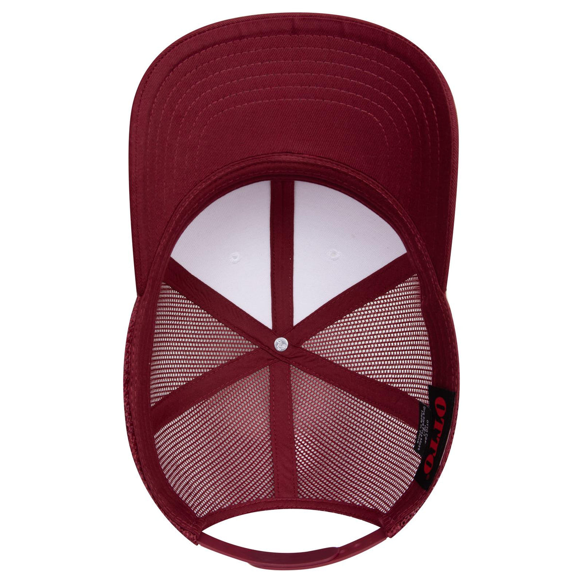 Inside View of 191619 - Burg.Marn/Wht/Bur.Marn OTTO CAP 6 Panel Mid Profile Mesh Back Trucker Hat