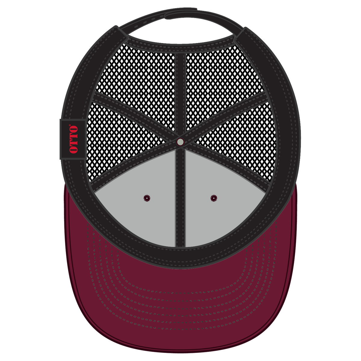 Inside View of 191903 - Bg.Mrn/Bg.Mrn/Blk OTTO CAP 6 Panel Mid Profile Mesh Back Trucker Hat