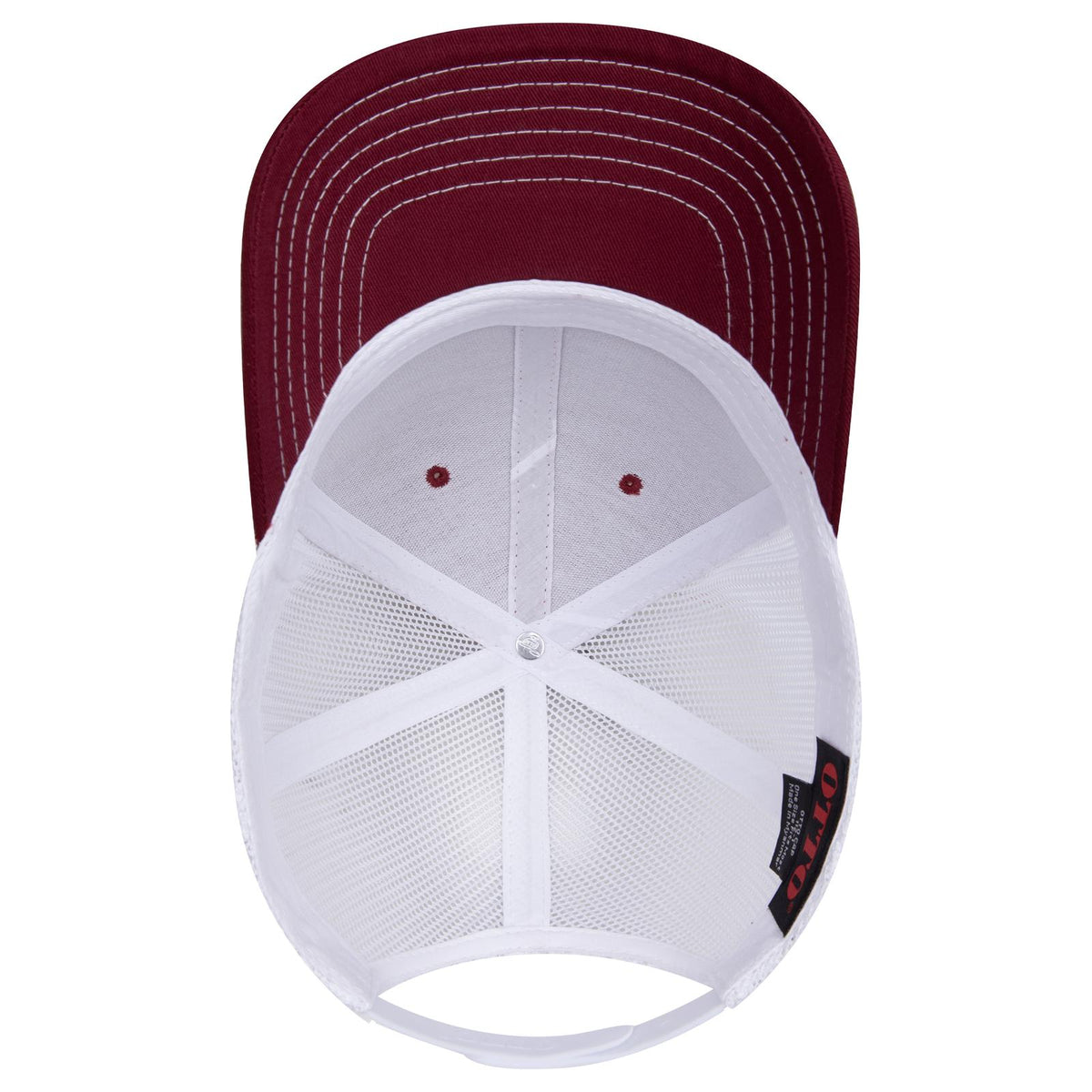 Inside View of 191916 - Bg.Mrn/Bg.Mrn/Wht OTTO CAP 6 Panel Mid Profile Mesh Back Trucker Hat