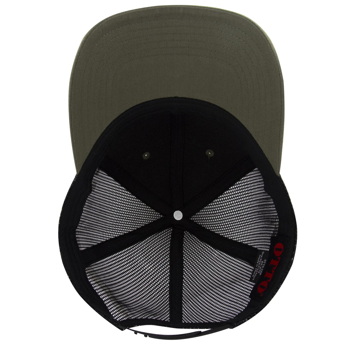 Inside View of 212103 - Ol.Grn/Ol.Grn/Blk OTTO CAP 6 Panel Low Profile Mesh Back Trucker Hat