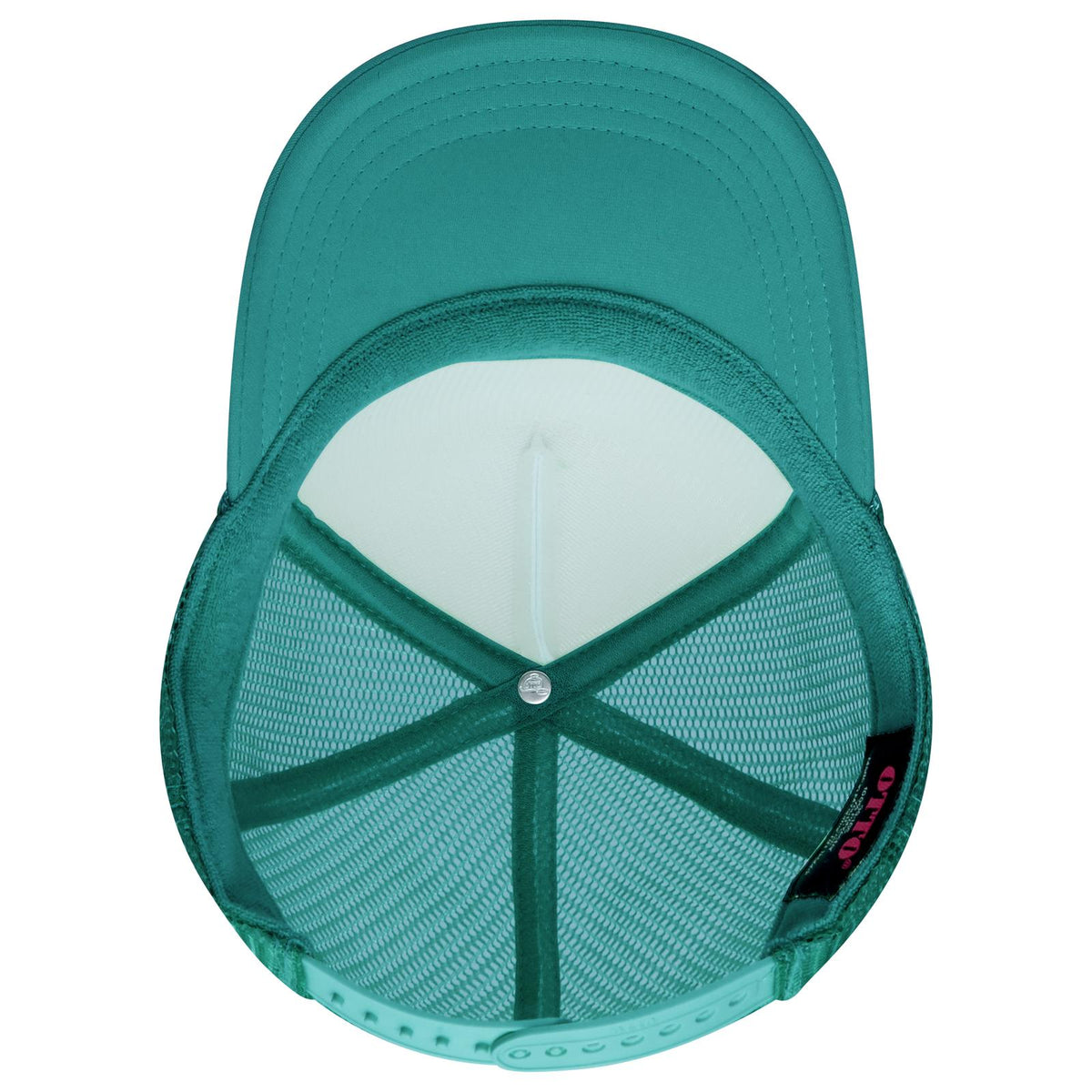 Inside View of 241624 - Jade/Wht/Jade OTTO CAP 5 Panel High Crown Mesh Back Trucker Hat