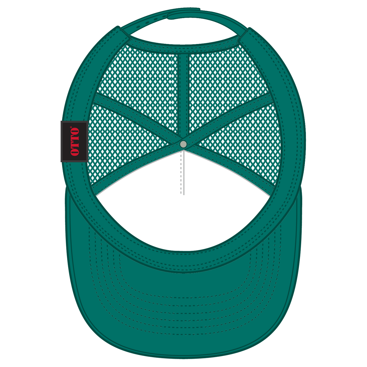 Inside View of 241624 - Jade/Wht/Jade OTTO CAP 5 Panel High Crown Mesh Back Trucker Hat