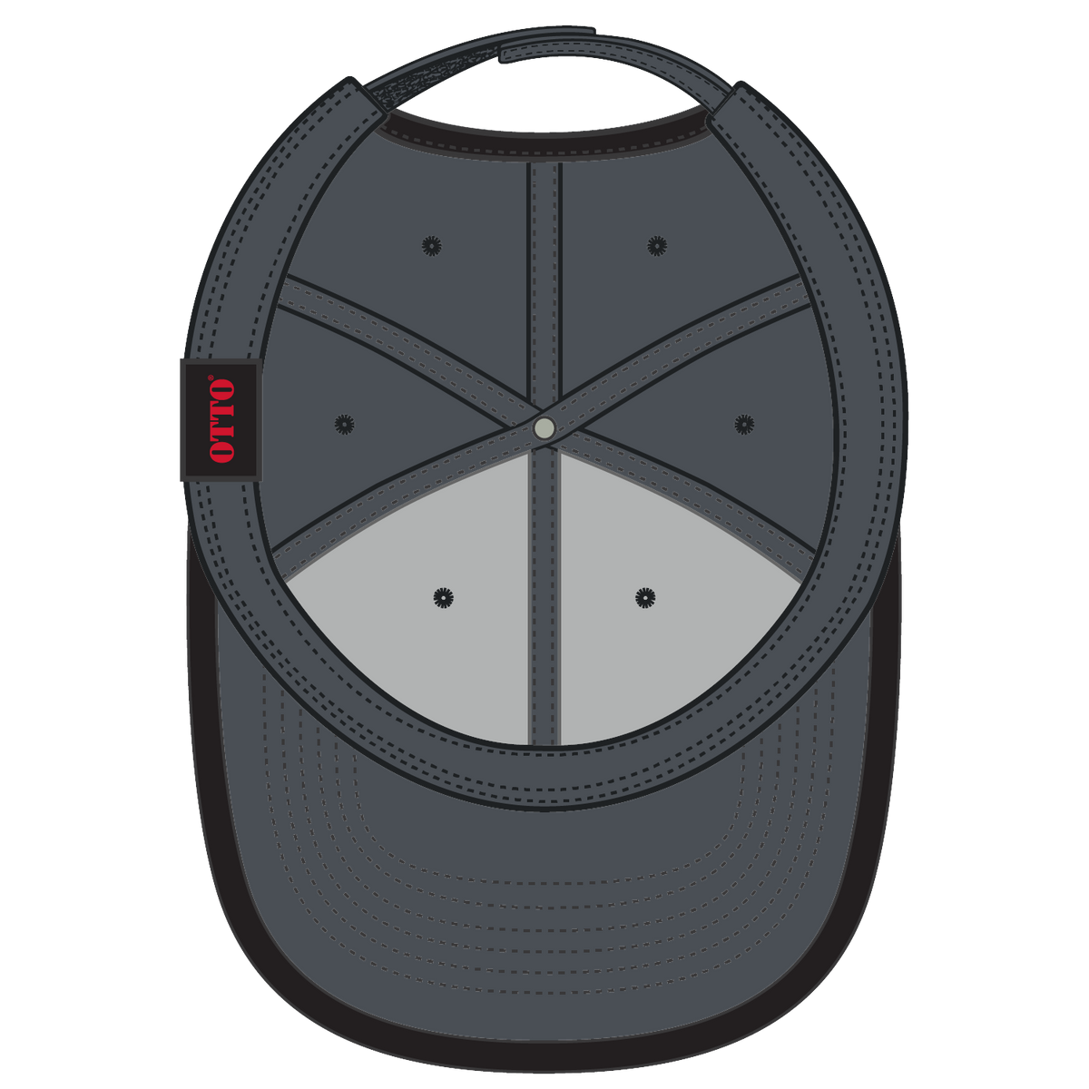 Inside View of 2503 - Ch.Gry/Blk OTTO CAP 6 Panel Low Profile Baseball Cap