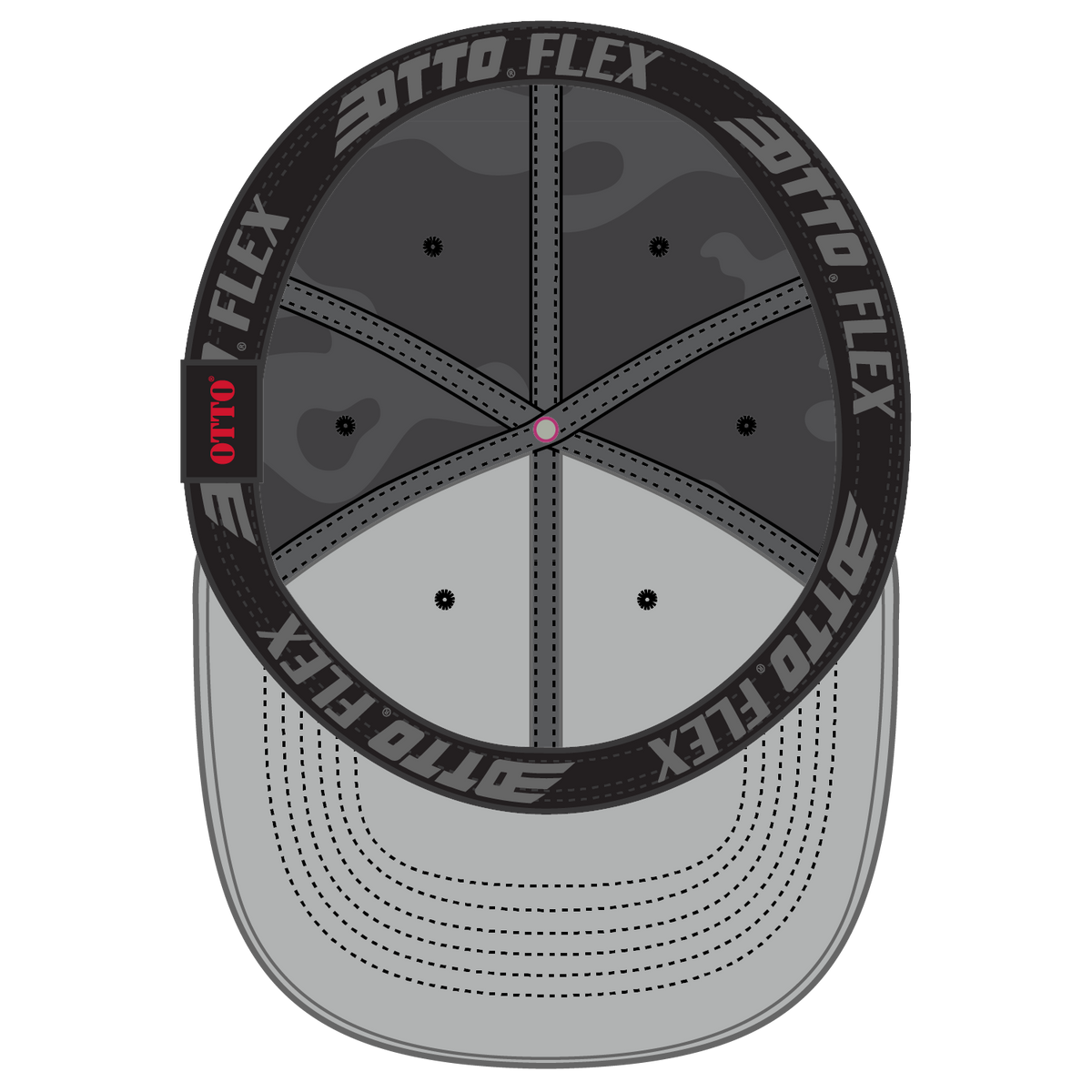Inside View of 2503 - Ch.Gry/Blk OTTO CAP "OTTO FLEX" Fitted 6 Panel Low Profile Baseball Cap