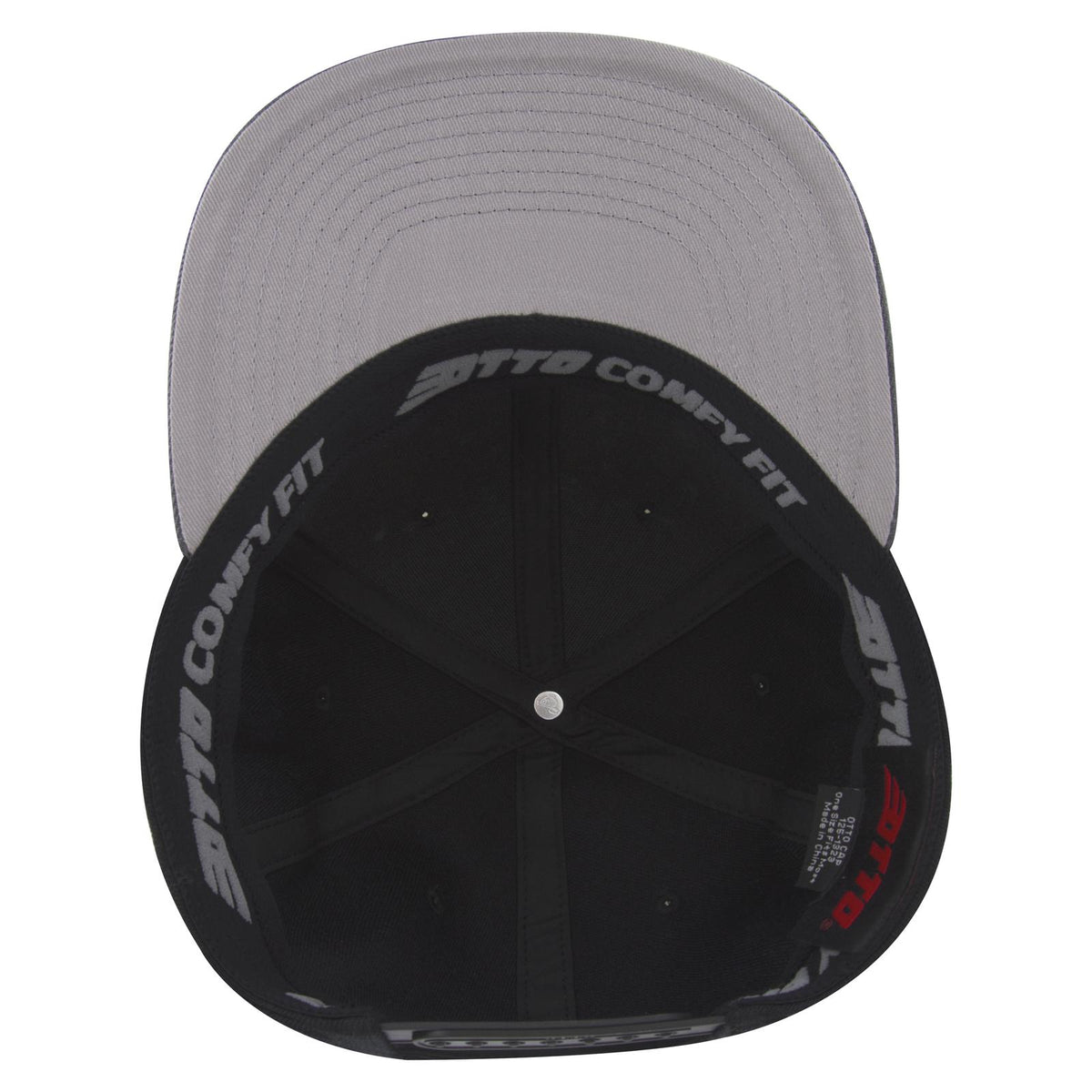 Inside View of 250303 - Ch. Gry/Blk/Blk OTTO CAP "OTTO COMFY FIT" 6 Panel Pro Style Snapback Hat