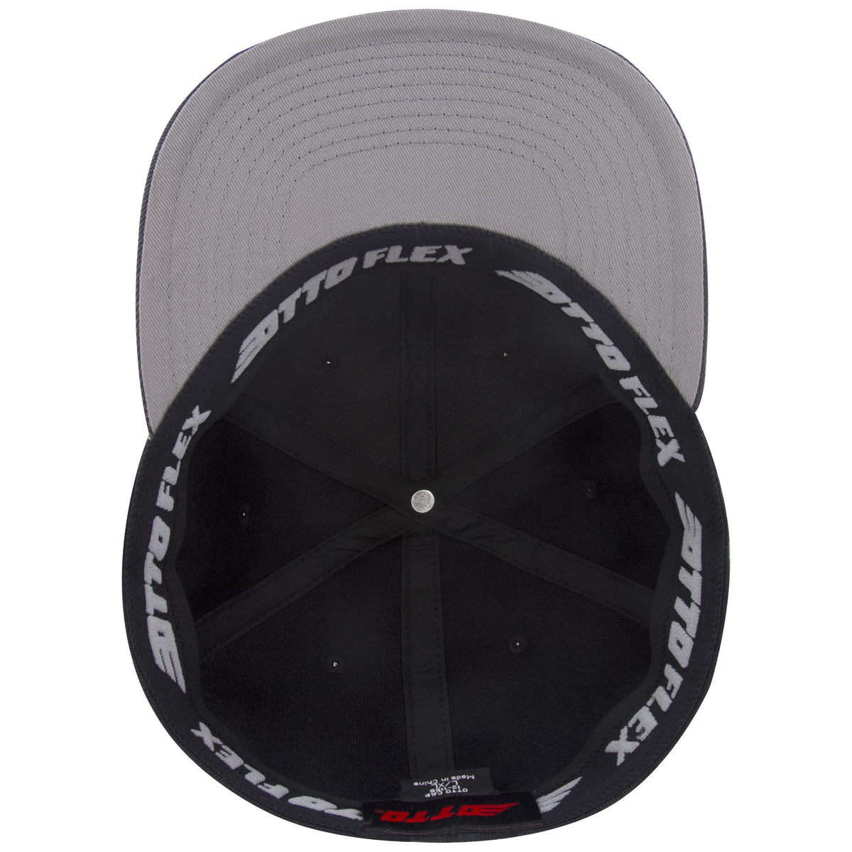 Inside View of 250303 - Ch. Gry/Blk/Blk OTTO CAP "OTTO FLEX" Fitted 6 Panel Pro Style Baseball Cap