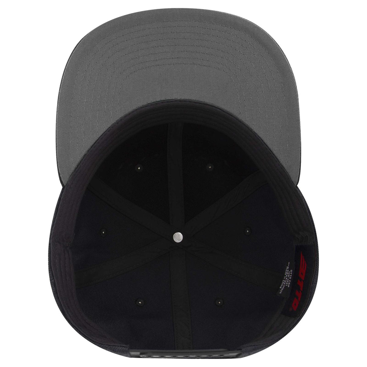 Inside View of 250303 - Ch. Gry/Blk/Blk OTTO CAP "OTTO SNAP" 6 Panel Pro Style Snapback Hat