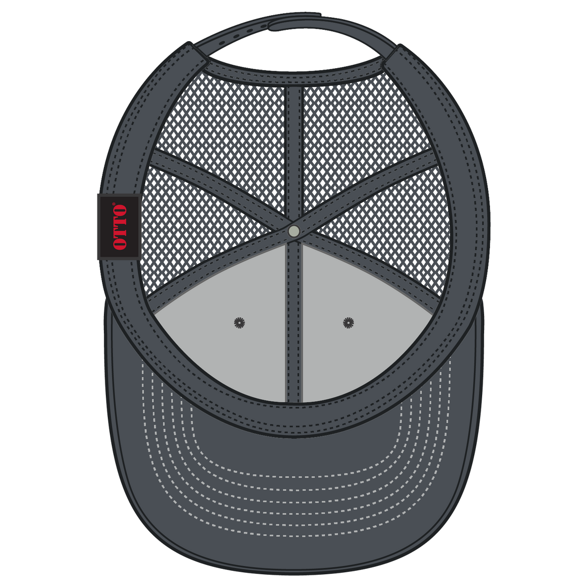 Inside View of 250325 - Ch.Gry/Blk/Ch.Gry OTTO CAP 6 Panel Low Profile Mesh Back Trucker Hat