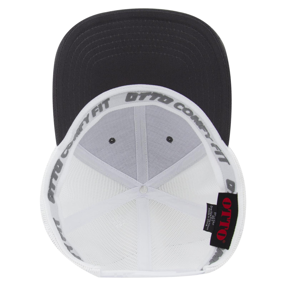 Inside View of 2516 - Ch.Gry/Wht OTTO CAP "OTTO COMFY FIT" 6 Panel Low Profile Mesh Back Trucker Hat