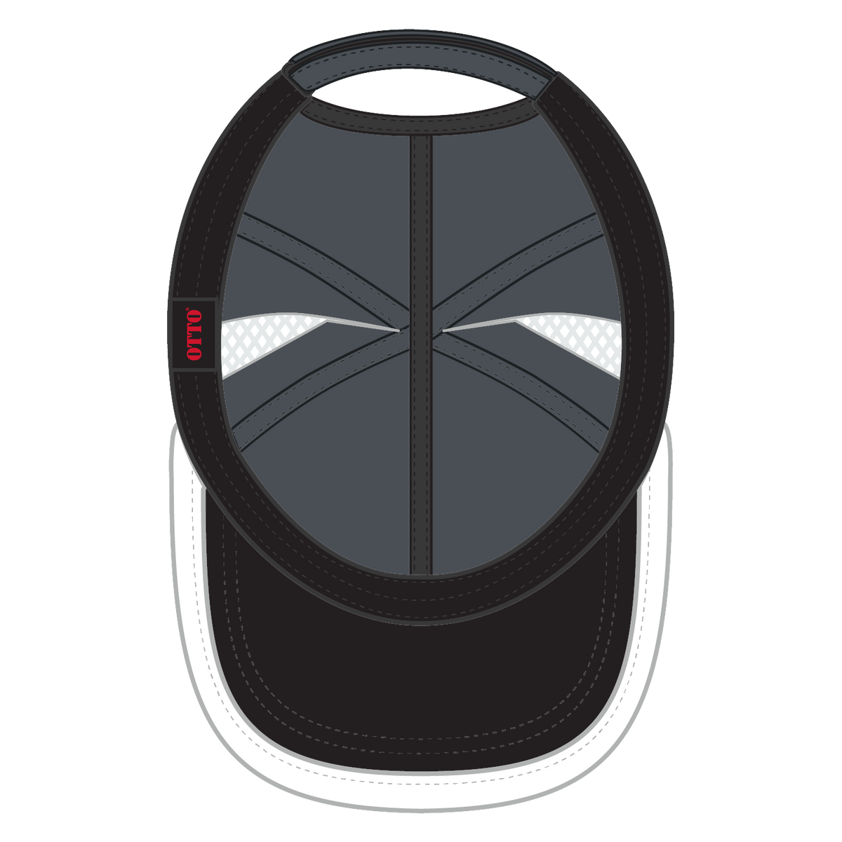 Inside View of 2516 - Ch.Gry/Wht OTTO CAP UPF 50+ 6 Panel Running Hat