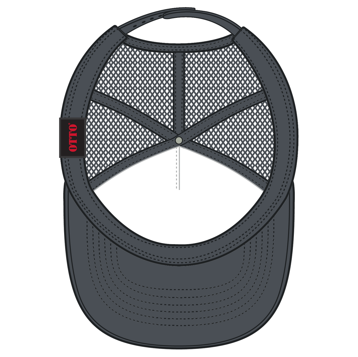 Inside View of 251625 - Ch.Gry/Wht/Ch.Gry OTTO CAP 5 Panel High Crown Mesh Back Trucker Hat